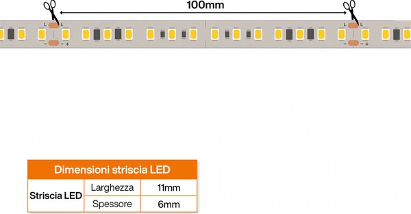 Striscia LED 220V 16W/m IP66 Dimmerabile Professional - Taglio 10cm – 10m