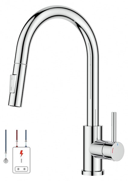 Rubinetto da cucina a bassa pressione, rubinetto da cucina estraibile, miscelatore monocomando