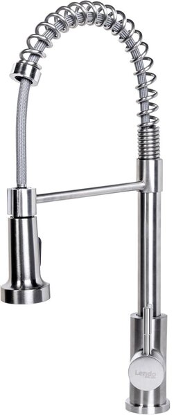 Miscelatore da cucina con doccetta estraibile - 7x27x52 cm - Tubo flessibile - Doccetta manuale - 2 funzioni spray - Miscelatore - Rubinetto - Girevole a 360° - Nero/Argento (Argento)