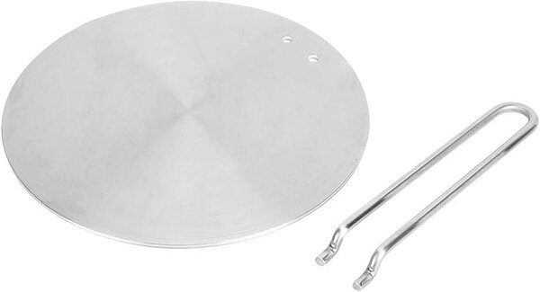 Piastra di distribuzione del calore in acciaio inossidabile per piani cottura a induzione - Adattatore termico per cucinare e riscaldare (24 cm)