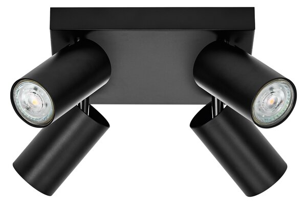 LEDVANCE LED SPOT OCTAGON PL 4 x 3,4W, GU10, 920lm, nero, temperatura di colore 2.700K, colore della luce bianco caldo, intramontabile, lampada LED sostituibile, ideale per interni, CRI 90, teste regolabili, dimmerabile