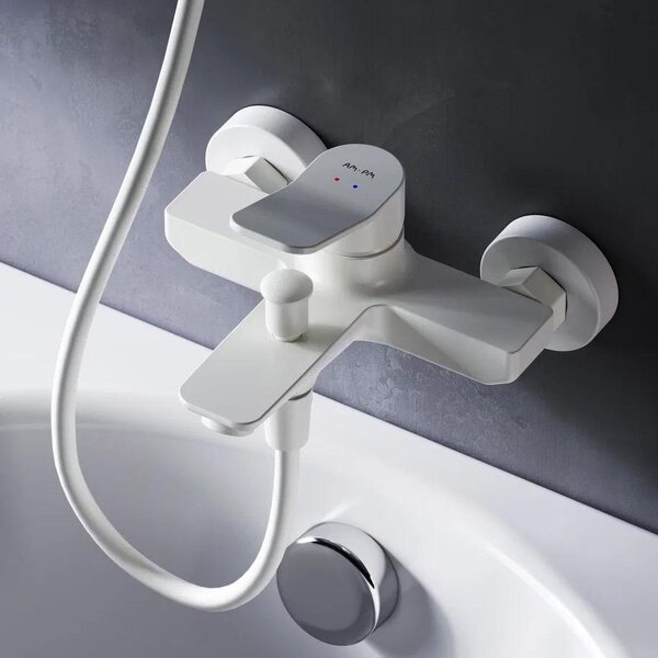 AM.PM Miscelatore per vasca da bagno Miscelatore per vasca da bagno Bianco Miscelatore monocomando Rubinetti per vasca da bagno a parete in ottone