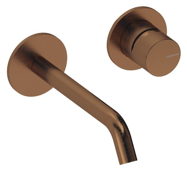 SANYCCES LOOP K ColdOpen Rubinetto lavabo da incasso a parete con sporgenza di 18 cm, corpo da incasso incluso, oro rosa spazzolato