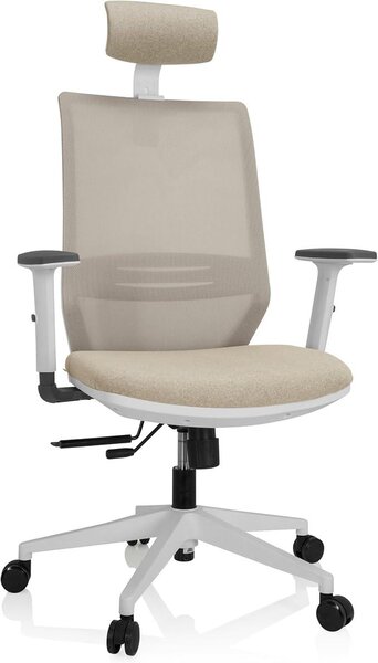 820027 Sedia da ufficio ergonomica PROFONDO PRO W, sedia girevole con supporto lombare regolabile, tessuto/rete, color beige