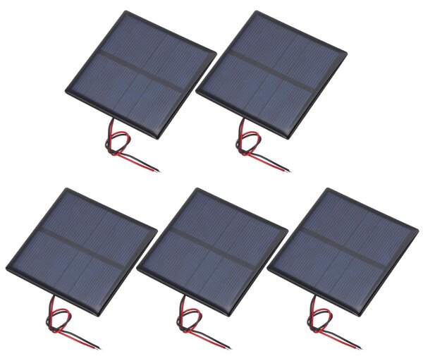 5 pannelli solari in miniatura, 3 V, 0,63 W, 210 mA, policristallini, dimensioni 70 mm x 70 mm