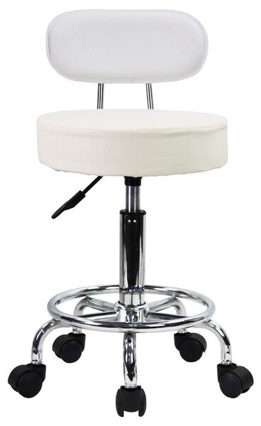 Sedia da ufficio girevole, con altezza regolabile da 52 a 67 cm, rivestita in ecopelle bianca, design moderno