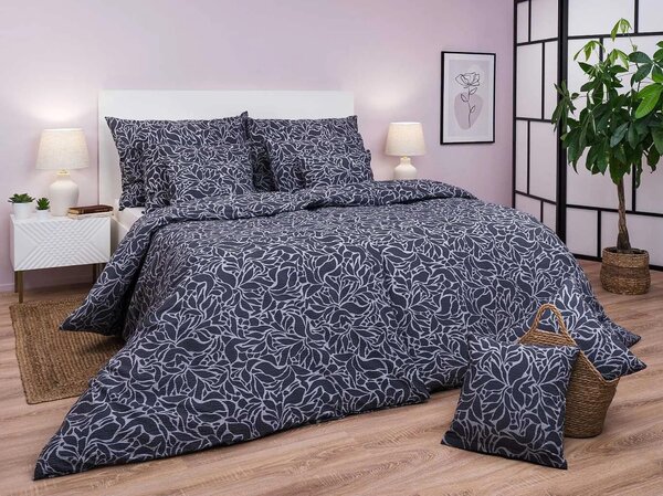 Set di lenzuola in crepe, colore grigio scuro, dimensioni 140x200 cm e 70x90 cm