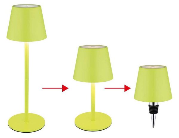 Lampada da tavolo a LED, verde, batteria ricaricabile, CCT, touch dimmer, attacco per bottiglia