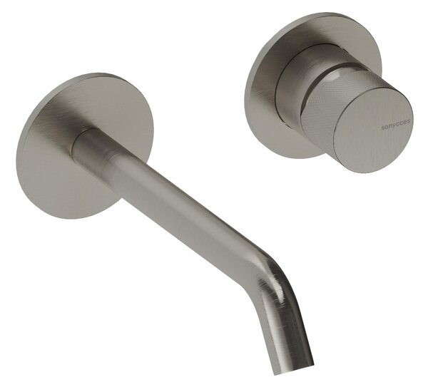 SANYCCES LOOP K ColdOpen Rubinetto lavabo da parete incasso con sporgenza di 18 cm, corpo incasso incluso, nichel spazzolato
