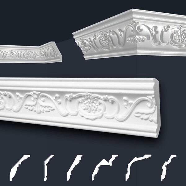 Stucchi in gesso bianco con motivo, pannelli in polistirene espanso sagomati, modanature per soffitti della serie "B" di Marbet