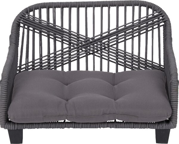 Teamson Pets, cuccia/lettino da interno ed esterno per gatti o cani di piccola taglia, in corda, impermeabile, con cuscino removibile e lavabile, colore grigio, modello ST-N10007-UK