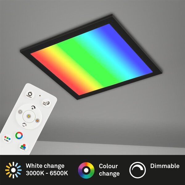 B-Kartonage Plafoniera Briloner LED 18W 29,6CM Plafoniera Dimmerabile CCT RGB Pannello Telecomando Angolare Nero