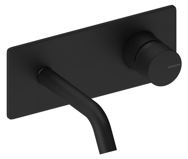 SANYCCES LOOP K ColdOpen Rubinetto lavabo da incasso a parete con sporgenza di 14 cm, nero opaco