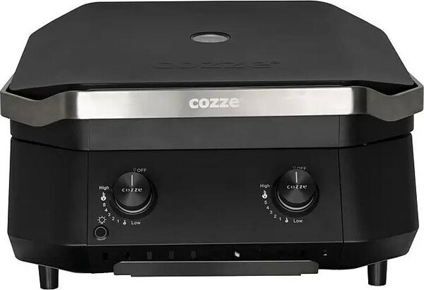 Barbecue a gas Cozze® con 2 zone / 2 griglie aggiuntive, superficie di cottura 51 x 39 cm, dimensioni dell'apparecchio 37,8 x 59,7 x 58,9 cm, 5 kW, acciaio / ghisa, nero