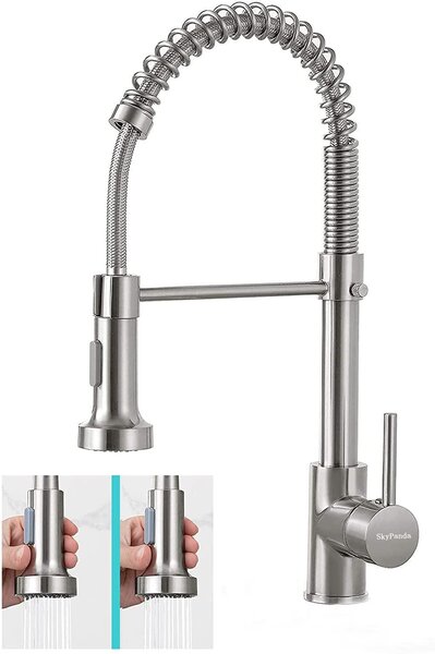 Rubinetto da cucina, finitura spazzolata, girevole a 360 gradi con soffione estraibile