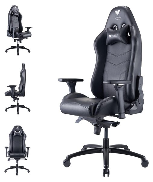 Sedia da gaming Onyx, realizzata con ecopelle traspirante, colore nero Onyx, adatta a persone alte tra 165 e 195 cm