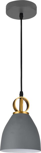 GTV - Lampada da soffitto KERALA | Lampada a sospensione ?16 cm Lampada da soggiorno Lampada da sala da pranzo E27 | Lampada da soffitto per soggiorno, cucina, sala da pranzo | Paralume in metallo | Grigio