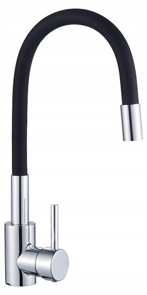 Miscelatore da cucina Stojanková modello Riva, con bocchetta flessibile, nero/cromato