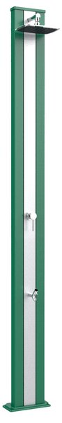 Doccia Solare da Esterno Giardino 30L Miscelatore e Lavapiedi Arkema Spring S Fascia Inox Verde