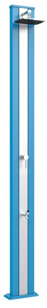 Doccia Solare da Esterno Giardino 30L Miscelatore e Lavapiedi Arkema Spring S Fascia Inox Blu