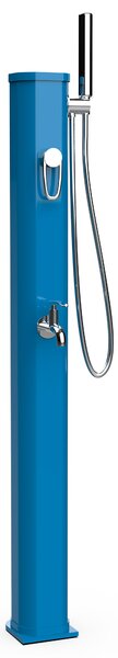 Mini Doccia Solare da Giardino 20L Miscelatore Lavapiedi e Doccetta Blu Capri