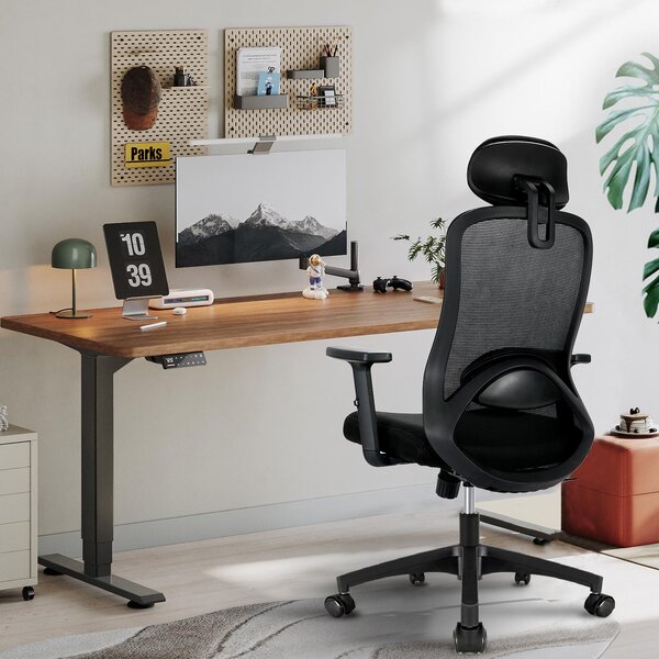 Sedia da ufficio ergonomica - Nera - Schienale alto - Poggiatesta regolabile - Sedia per ufficio