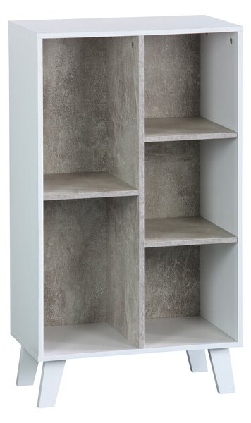 Libreria 5 Ripiani 50x30x90 cm in Pannello Truciolare Bianco/Cemento