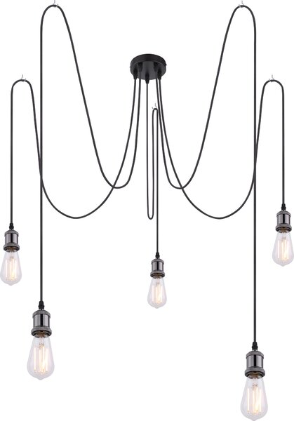 Globo Lighting lampada a sospensione in metallo nero, 5x E27