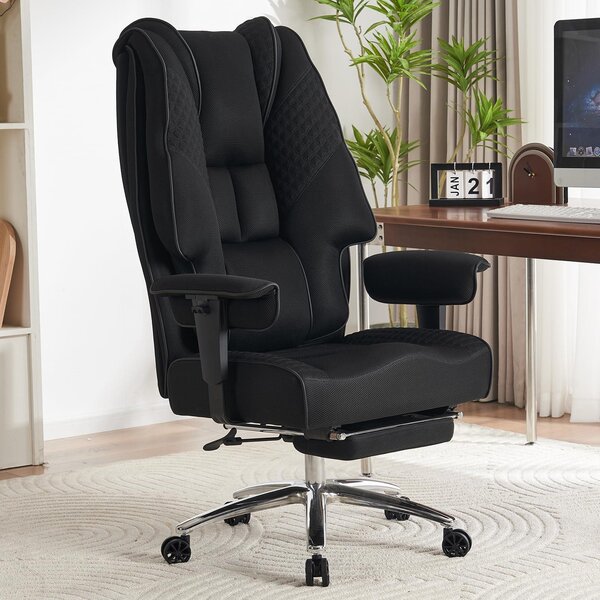 Sedia da ufficio ergonomica, dimensioni extra large, capacità di carico di 200 kg, seduta di 57,5 cm, rivestita in tessuto a rete