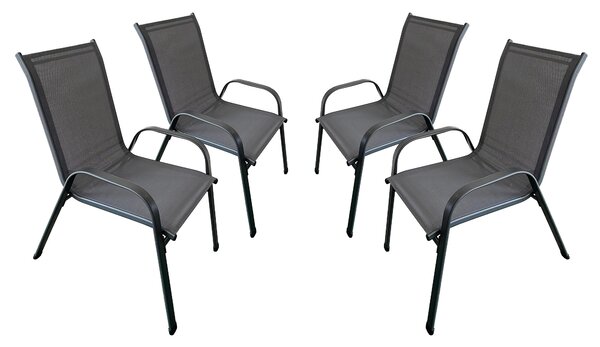Set 4 Sedie da Giardino 71x55x91 cm con Braccioli Grigio Scuro