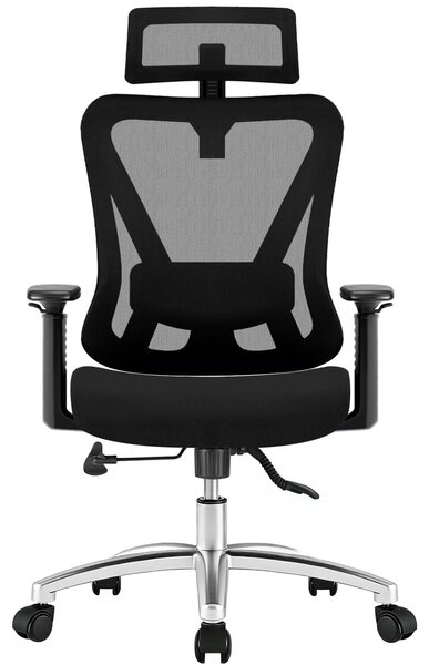 Sedia da ufficio ergonomica, colore nero - formato XL, capacità di carico 150 kg, realizzata in materiale a rete