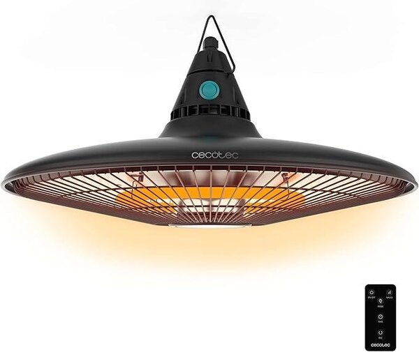 Ventilatore riscaldante da esterno elettrico, da montare a soffitto, modello ReadyWarm 1500 Power Ceiling, 1500 W, tecnologia alogena, grado di protezione IP65, telecomando, area di copertura 10 m²