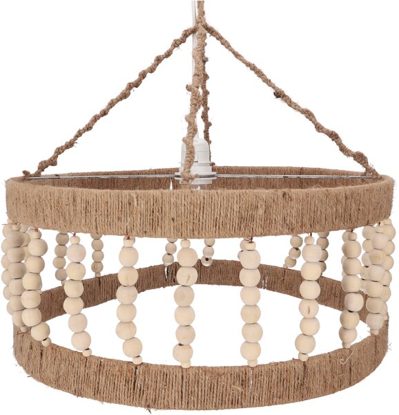 Lampada da soffitto / lampada a sospensione, realizzata a mano a Bali con corda di iuta - Modello Lisella, bianco crema, 30*45*45 cm, lampade a sospensione in materiali naturali