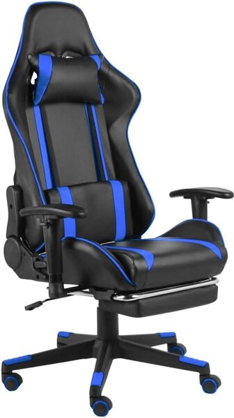 Sedia da gaming con poggiapiedi e funzione reclinabile, sedia da ufficio ergonomica con supporto lombare, regolabile in altezza, girevole, con rotelle, ideale per l'ufficio domestico e le camere dei ragazzi