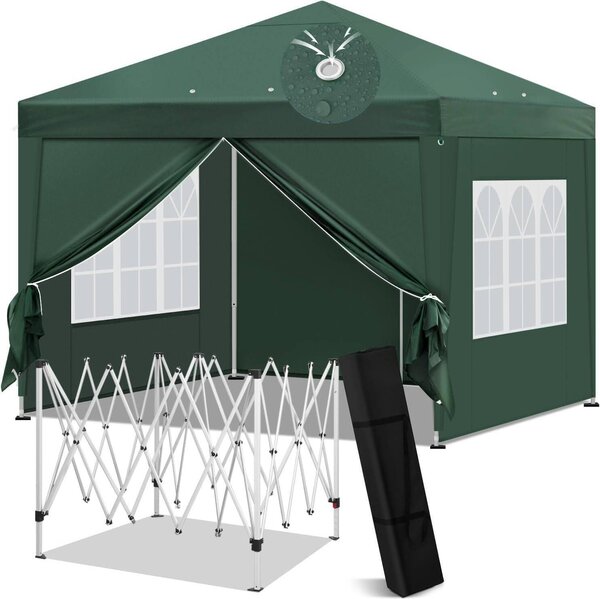 EUGAD gazebo 3x3 m pieghevole, gazebo pop-up pieghevole impermeabile invernale, gazebo barbecue stabile, verde