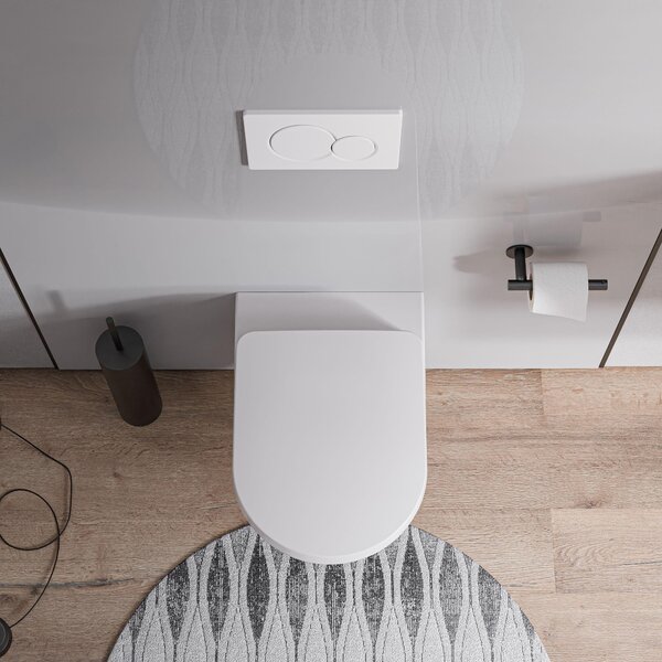 WC sospeso senza bordo VIVEO bianco lucido incl. coperchio del WC con chiusura soft-close