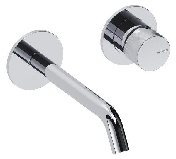 SANYCCES LOOP K ColdOpen Rubinetto lavabo da parete incasso con sporgenza di 18 cm, corpo incasso incluso, cromato