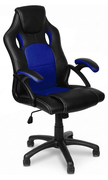 Sedia da ufficio blu, rivestita in ecopelle - Sedia ergonomica per ufficio - Portata massima: 150 kg - Adatta per ufficio e casa - Sedia girevole