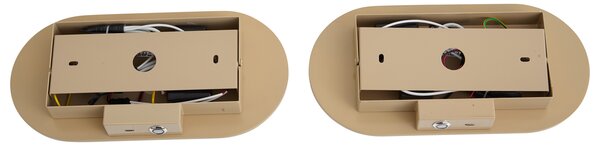 Set di 2 Applique Retrò Tortora Incl. LED Dimmerabile a 3 Fasi e USB-C - Lila