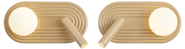 Set di 2 Applique Retrò Tortora Incl. LED Dimmerabile a 3 Fasi e USB-C - Lila