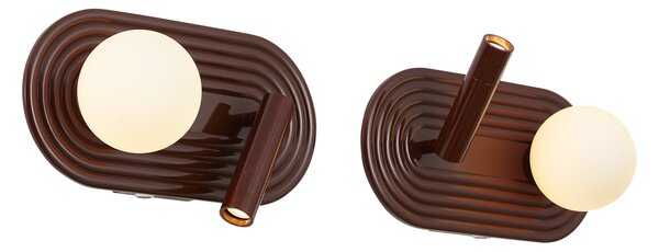 Set di 2 Applique Retrò Marroni Incl. LED Dimmerabile a 3 Fasi e USB-C - Lila
