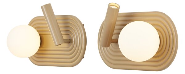 Set di 2 Applique Retrò Tortora Incl. LED Dimmerabile a 3 Fasi e USB-C - Lila
