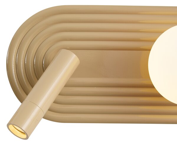 Set di 2 Applique Retrò Tortora Incl. LED Dimmerabile a 3 Fasi e USB-C - Lila