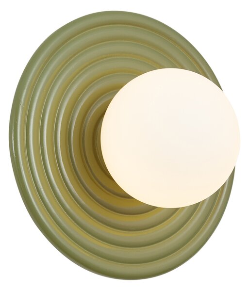 Lampada da parete retrò verde con sfera opale rotonda 20cm IP44 - Lila
