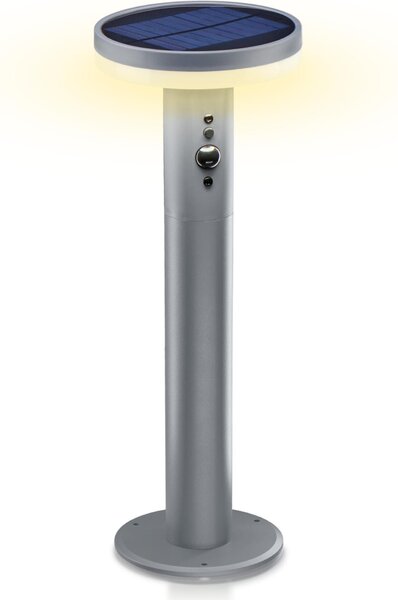 Lampada solare com-four® con sensore di movimento - Lampada da giardino o da terrazza per uso esterno - Lampada con sensore di movimento, picchetto e supporto per superfici piane