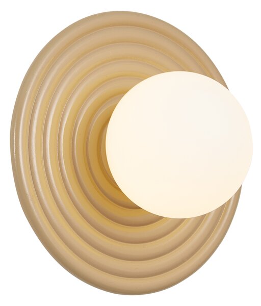 Lampada da parete retrò tortora con sfera opale rotonda 20cm IP44 - Lila