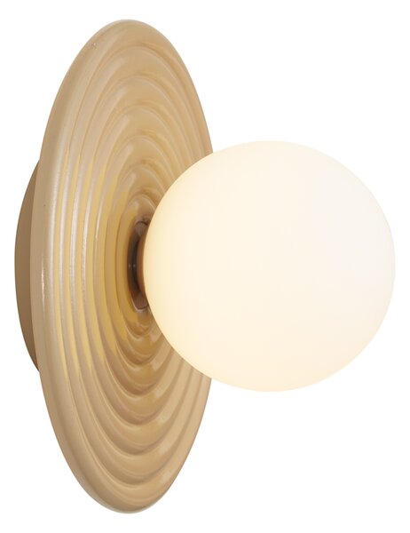 Lampada da parete retrò tortora con sfera opale rotonda 20cm IP44 - Lila