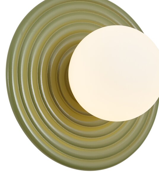 Lampada da parete retrò verde con sfera opale rotonda 20cm IP44 - Lila