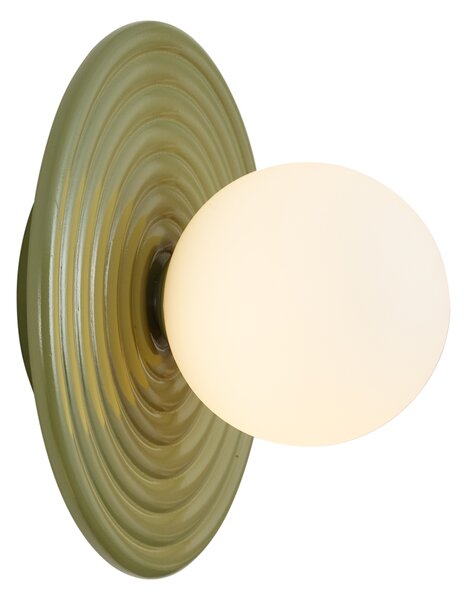 Lampada da parete retrò verde con sfera opale rotonda 20cm IP44 - Lila