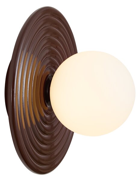 Lampada da parete retrò marrone con sfera opale rotonda 20 cm IP44 - Lila